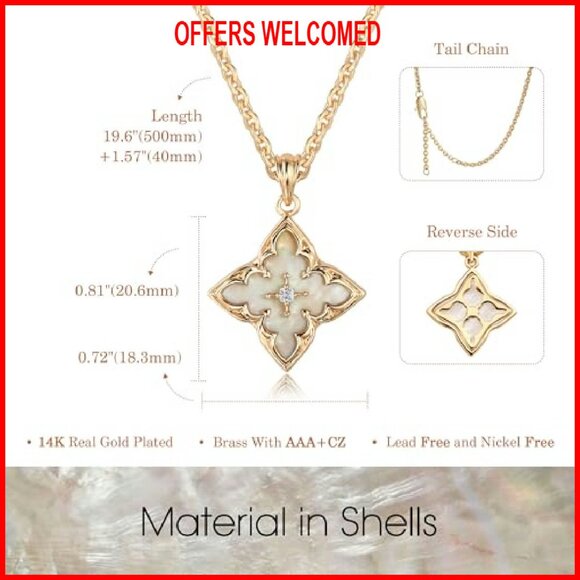 Dainty 14K Gold Plated Clover Pendant Necklace Adjustable Chain - Picture 6 of 8